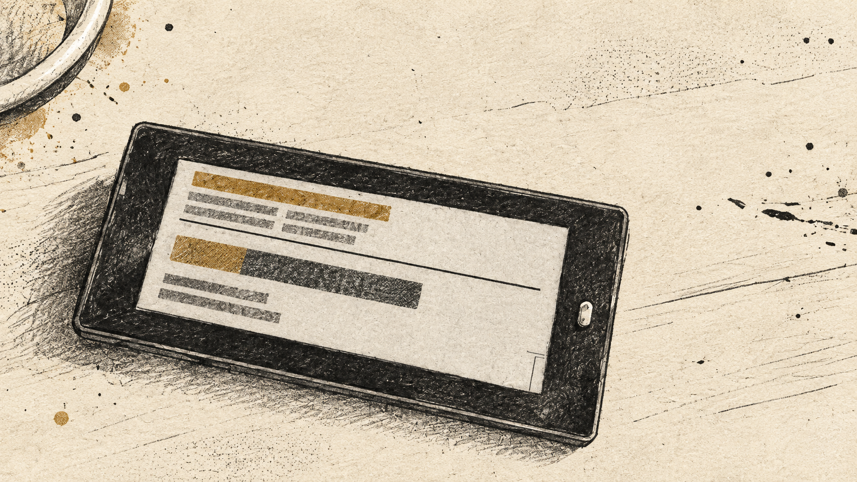 Hand-drawn editorial illustration of the Solum e-ink label repurposed as a Codex status display.